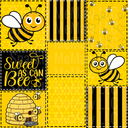 Bee 10x10 Cut and Stick Patchwork UV DTF Set