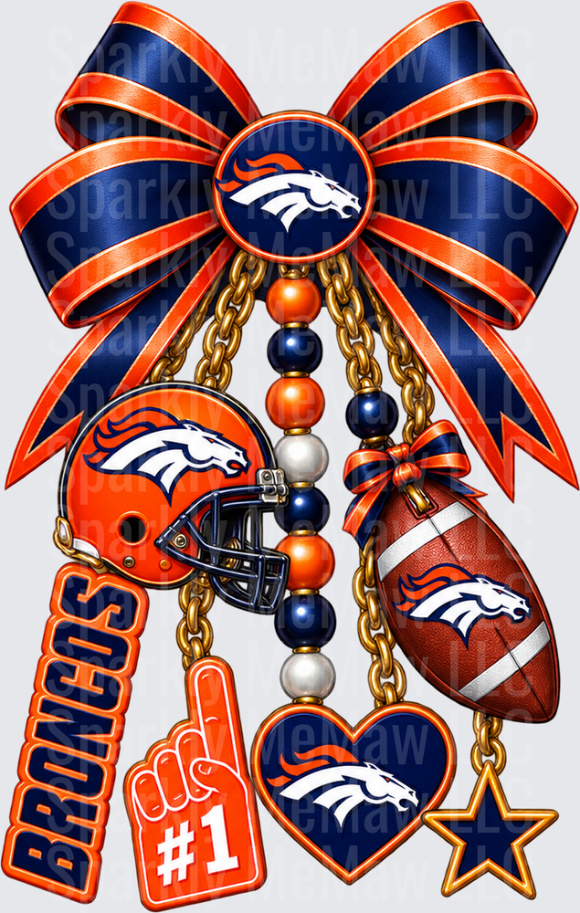 Denver Broncos Fan Bow This is a UV DTF Decal