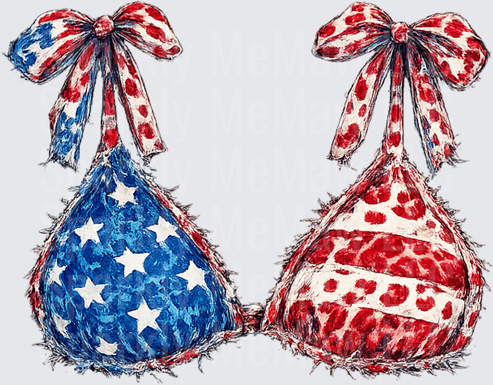 Patriotic American Flag Bikini Top with Stars and Stripes DTF Transfer for Fabric