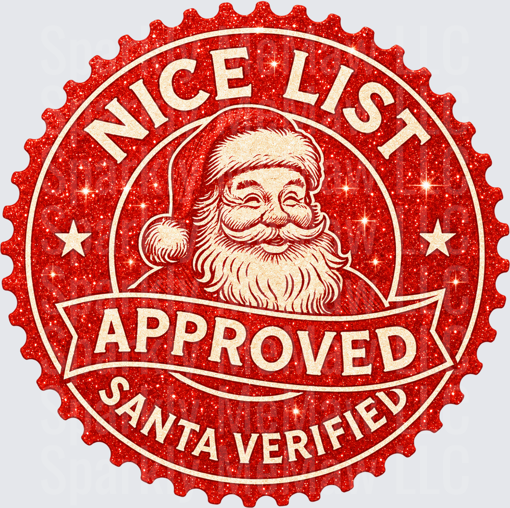 Nice List Approved Santa Verified UV DTF DECAL (HARD SMOOTH SURFACE)