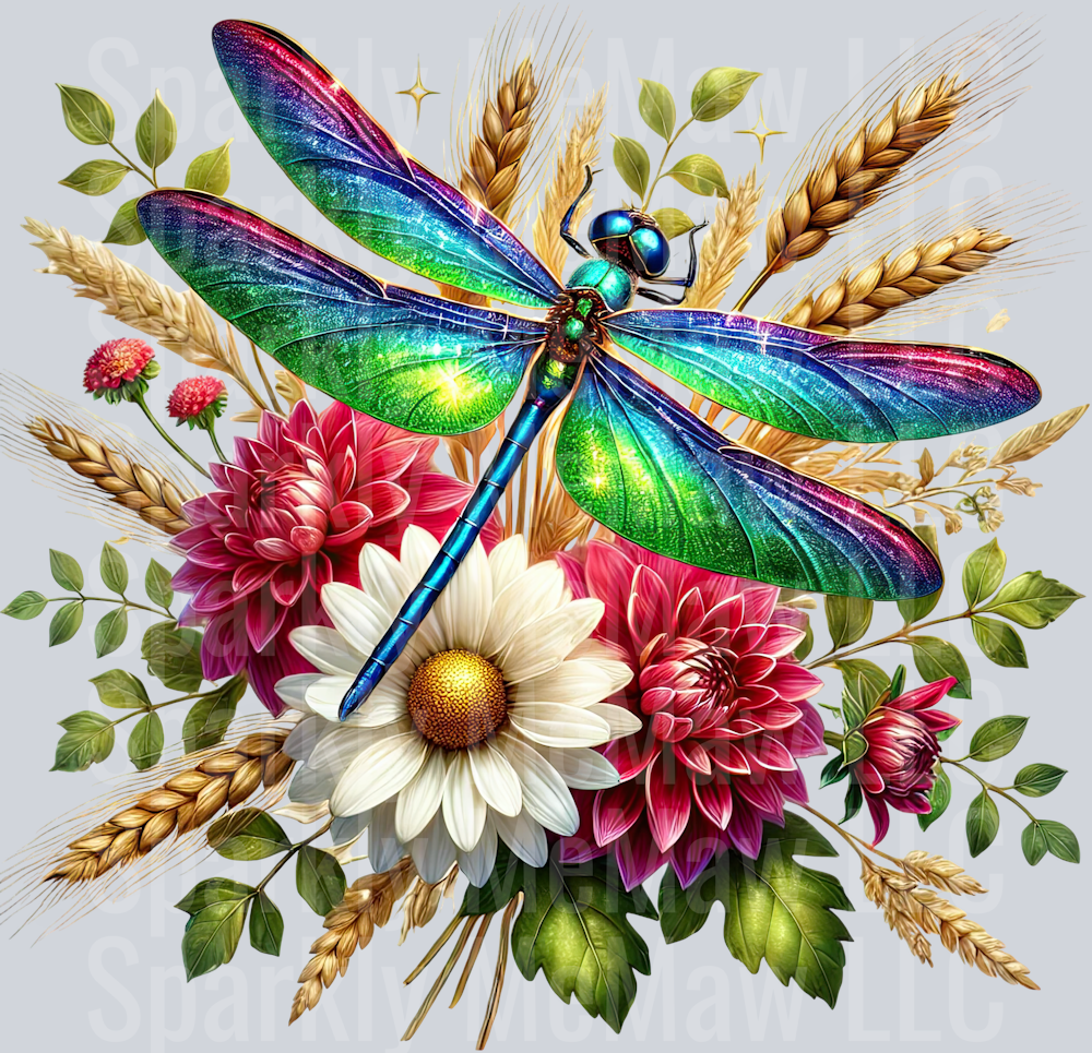 1 Floral Dragonfly UV DTF Clip Art Decal