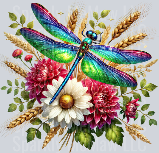 1 Floral Dragonfly UV DTF Clip Art Decal