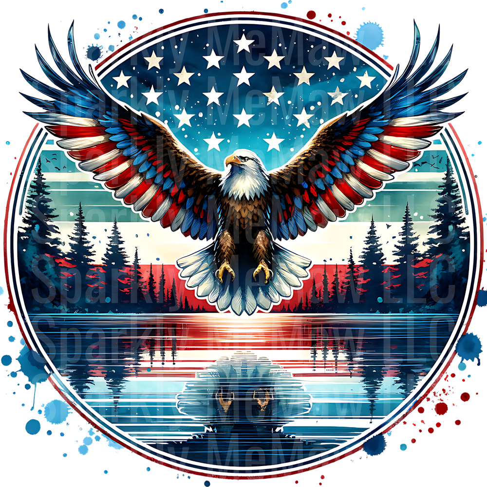 Eagle American Flag UV DTF Decal