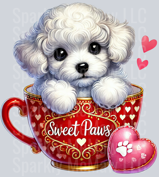 Valentines Cup Puppy  UV DTF Decal 41