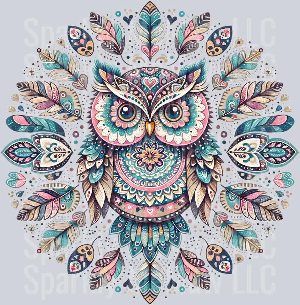 owl mandala 8 Clip Art Decal