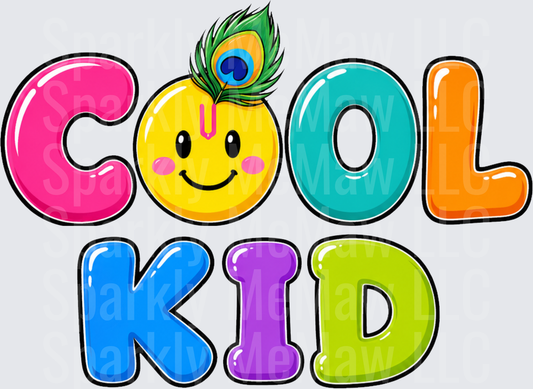 Cool Kid Colorful Letters with Peacock Feather Smiley Face UV DTF Decal