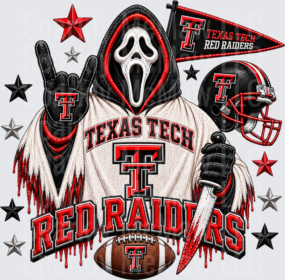 Texas Tech Red Raiders Ghostface Halloween Spirit this is a UV DTF Decal