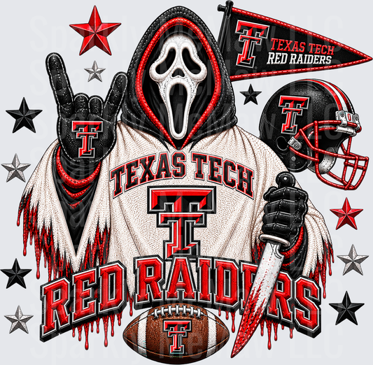 Texas Tech Red Raiders Ghostface Halloween Spirit this is a UV DTF Decal