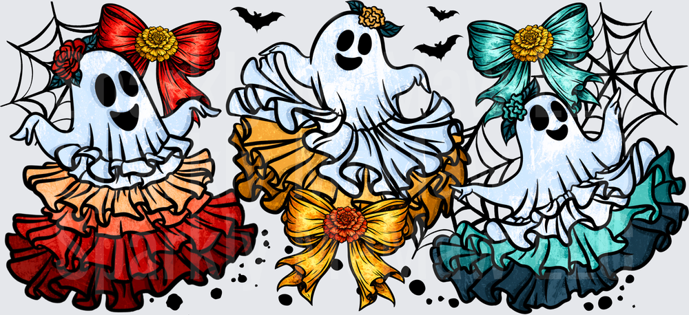 Three Girly Ghosts Halloween Trio is a UV DTF Wrap