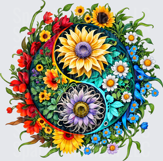 Floral Yin Yang UV DTF Decal