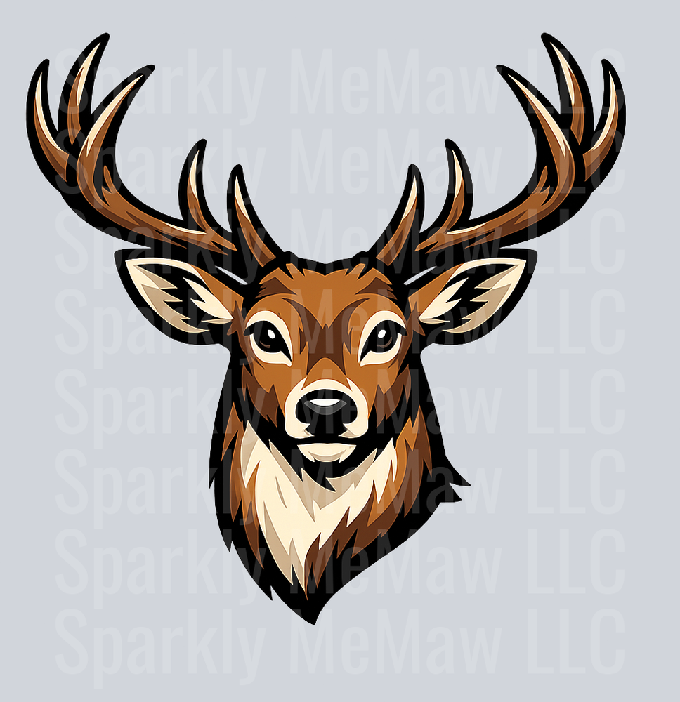 Majestic Buck Deer Head with Large Antlers UV DTF Decal