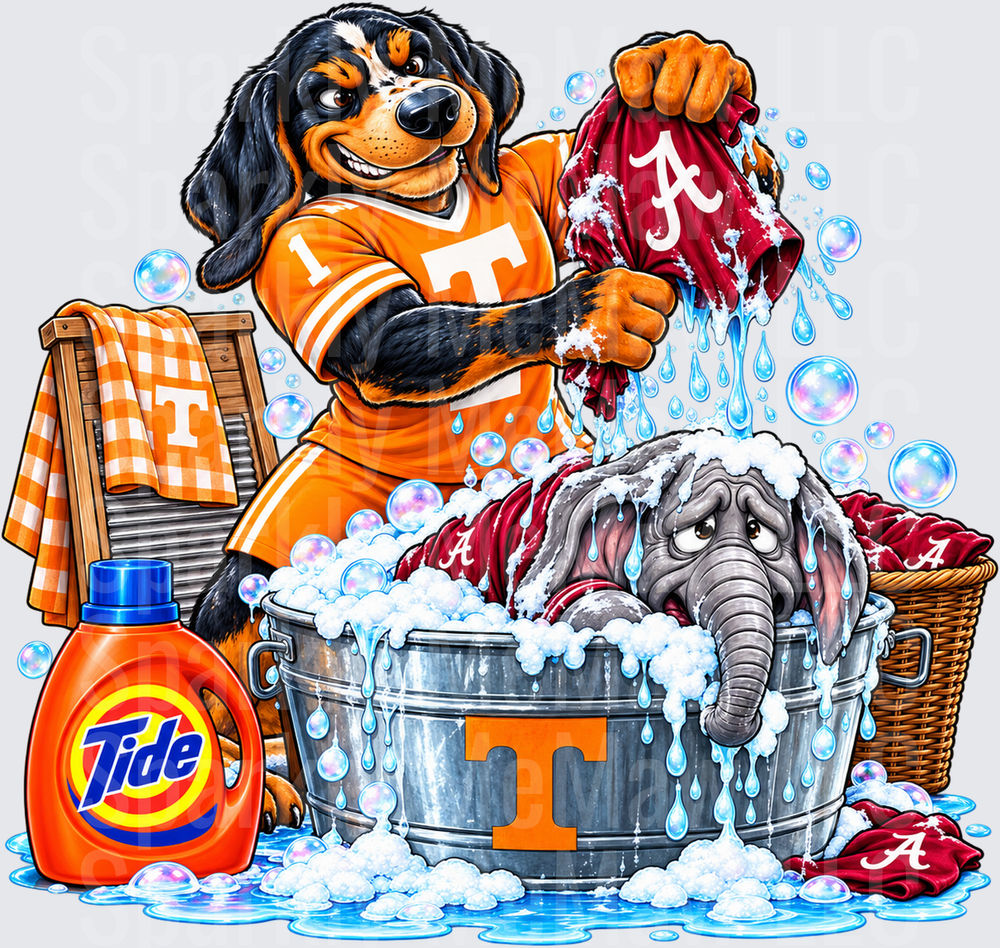 Tennessee Smokey Washing Alabama Elephant is a DTF Transfer for Fabrics