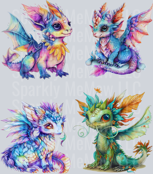 Watercolour.Dragon.UV DTF Element Sheet