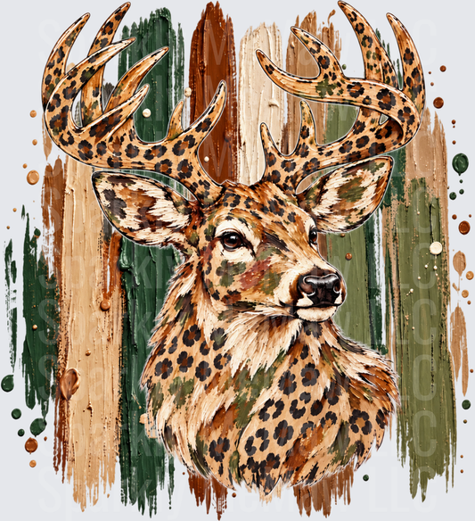 Leopard Print Buck Deer is a DTF Transfer for Fabrics