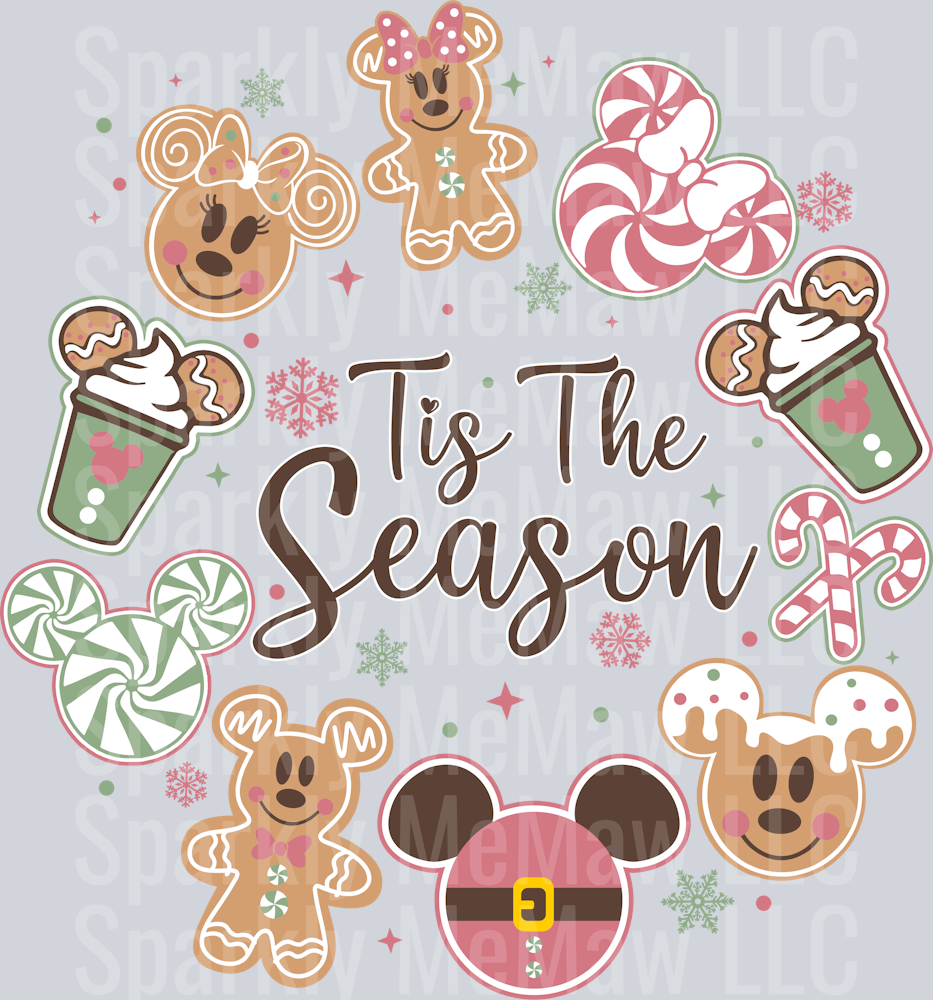 Tis the season Mouse Ready to Press DTF Transfer (Fabrics only)