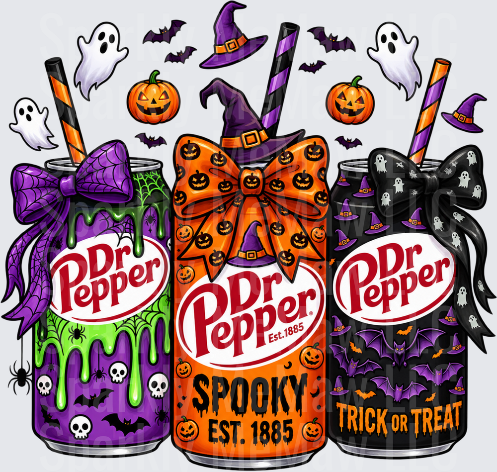 Dr Pepper Halloween Spooky Cans this is a 10 inch cut and stick UV Decal Sheet