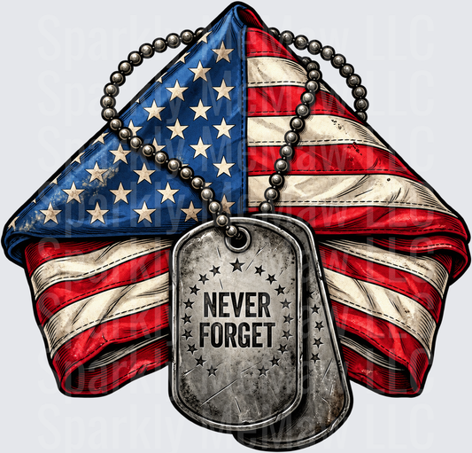 Patriotic Never Forget Dog Tags UV DTF Decal