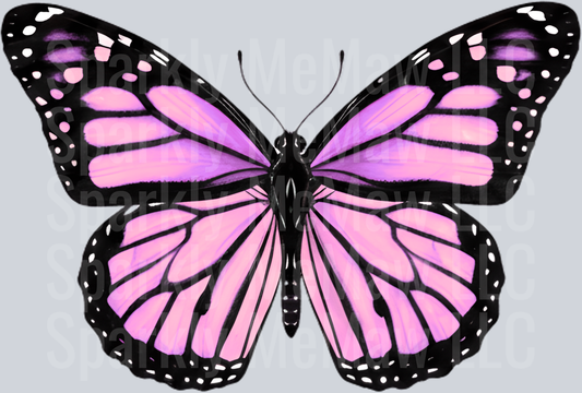 Purple Pink Monarch Butterfly with Black Outline UV DTF Decal