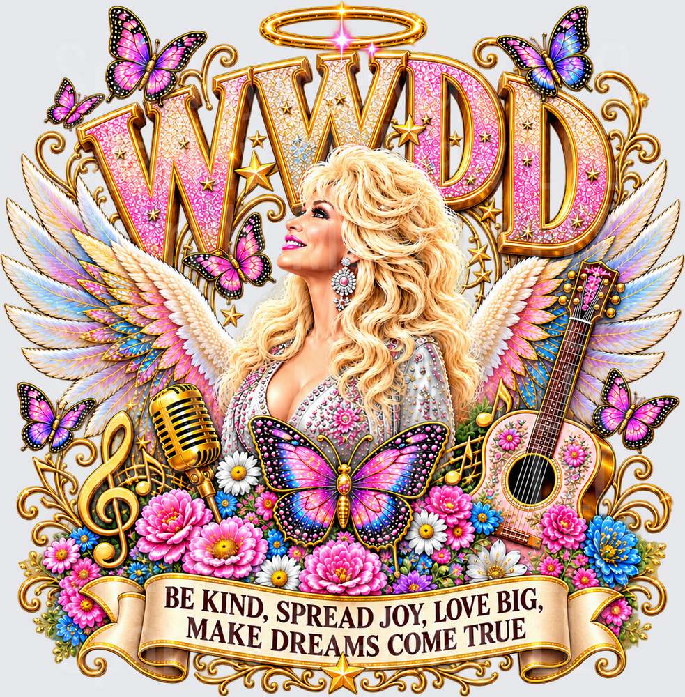 WWDD Dolly Parton Angel UV DTF Decal