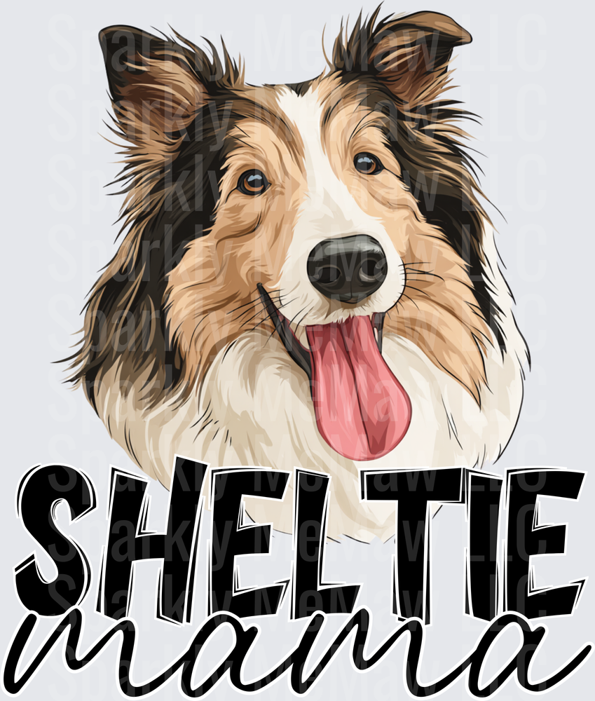 Sheltie Mama Shetland Sheepdog Portrait - UV DTF Decal