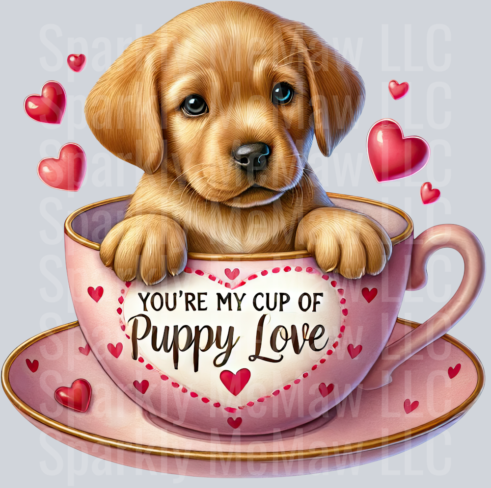 Valentines Cup Puppy 11  UV DTF Decal