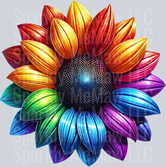 15 Rainbow Sunflower UV DTF Clip Art Decal