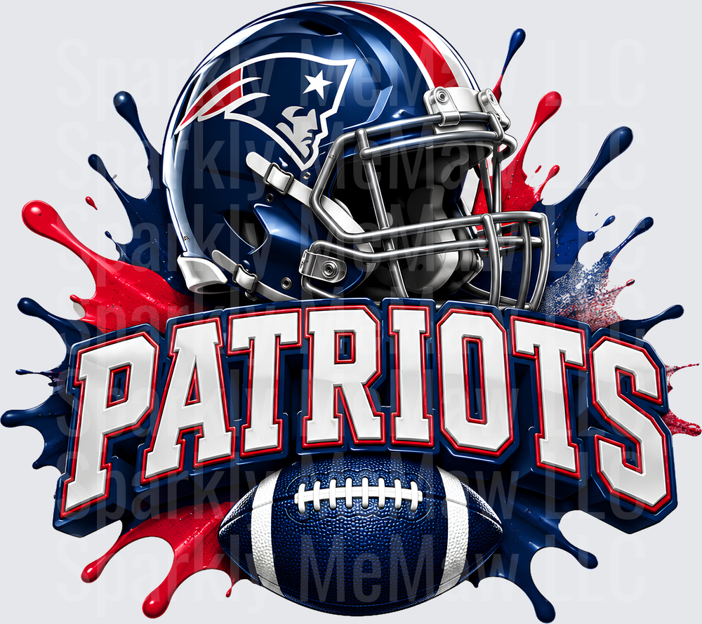 New England Patriots Helmet Splash UV DTF Decal