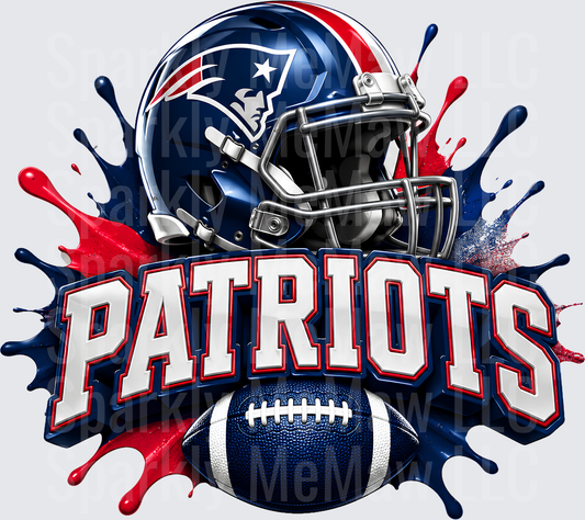 New England Patriots Helmet Splash UV DTF Decal