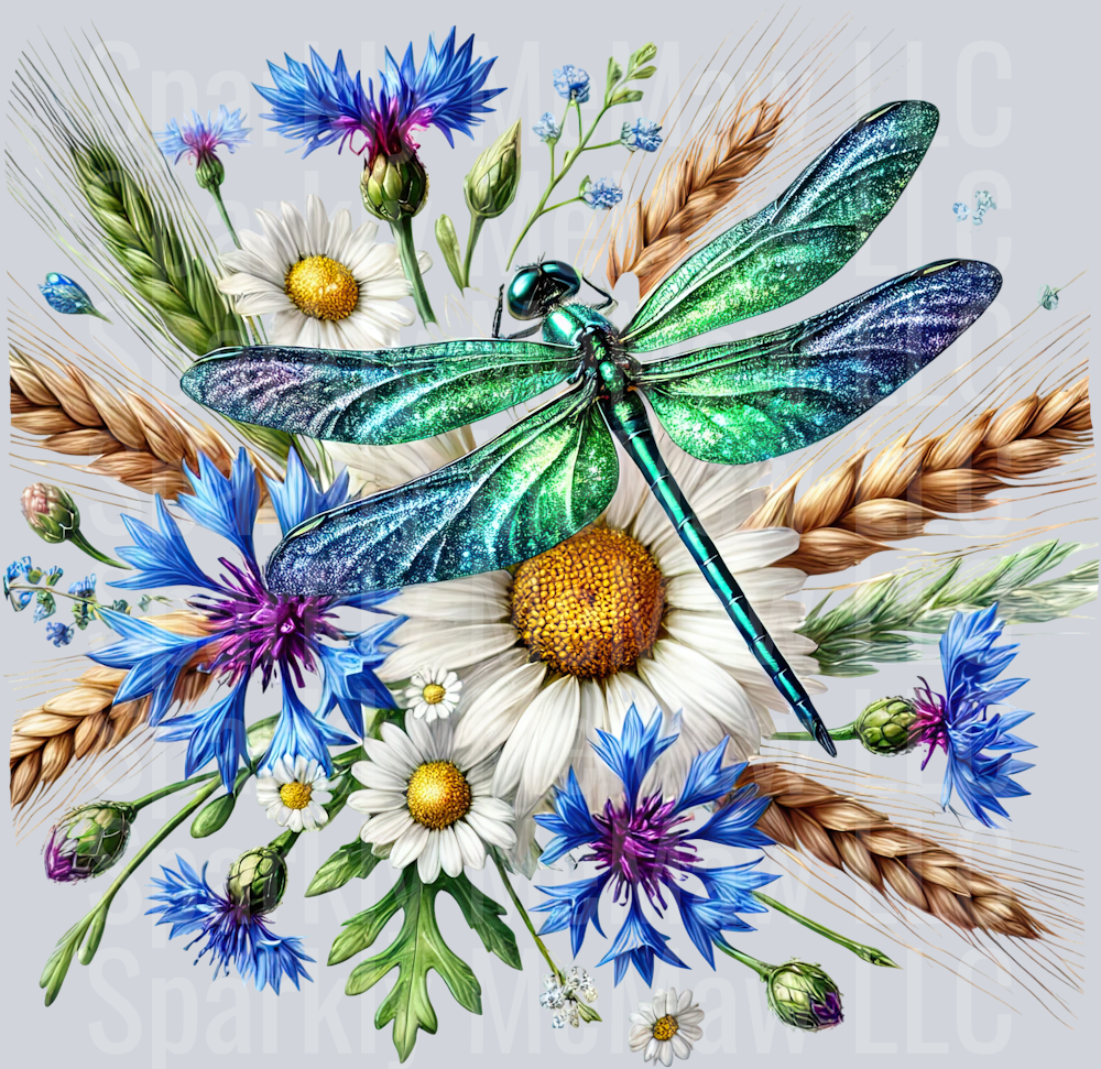 2 Floral Dragonfly UV DTF Clip Art Decal