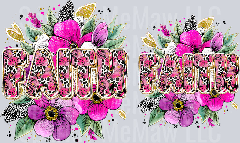 Faith Pink Purple UV DTF Decal Set 5 inch and 4 inch