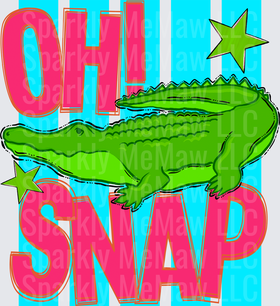 Oh Snap Alligator with Stars Retro Style Design - This is a UV DTF Decal