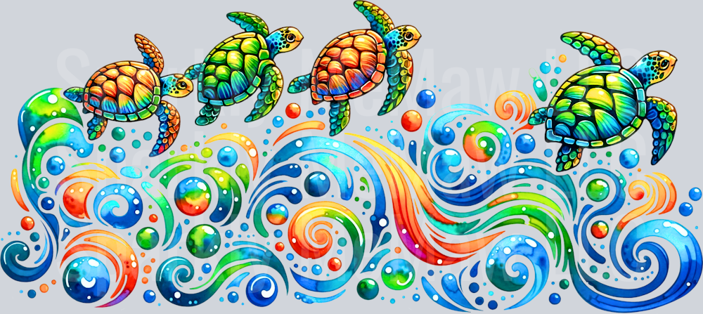 Turtles 16 oz UV DTF Wrap