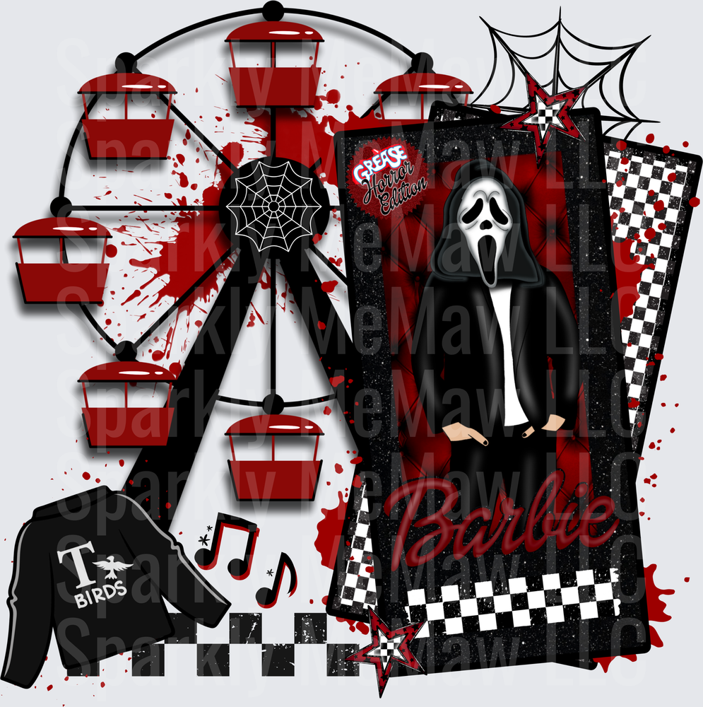 Grease Horror Edition Ghostface Scream Ferris Wheel Carnival Scene UV DTF Decal