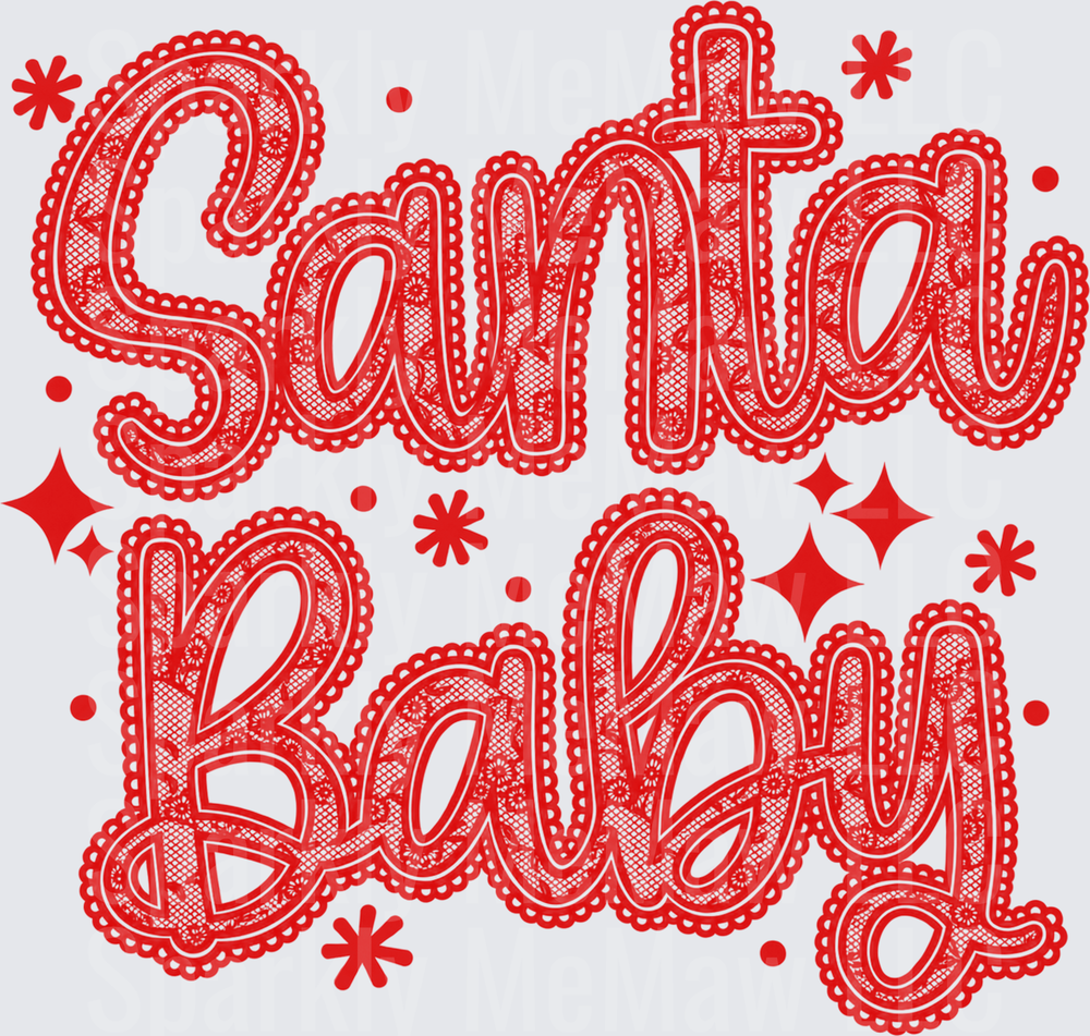 Santa Baby Red Lace Christmas UV DTF Decal