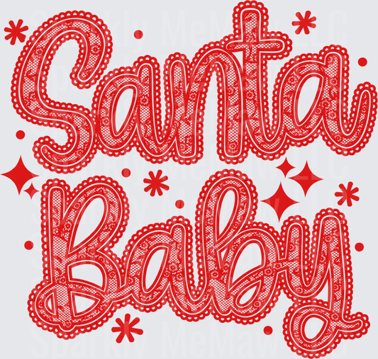 Santa Baby Red Lace Christmas UV DTF Decal
