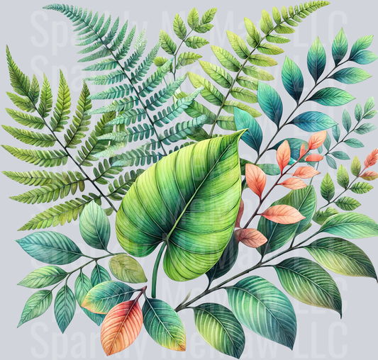 11 Tropical Leaves Clipart Decal