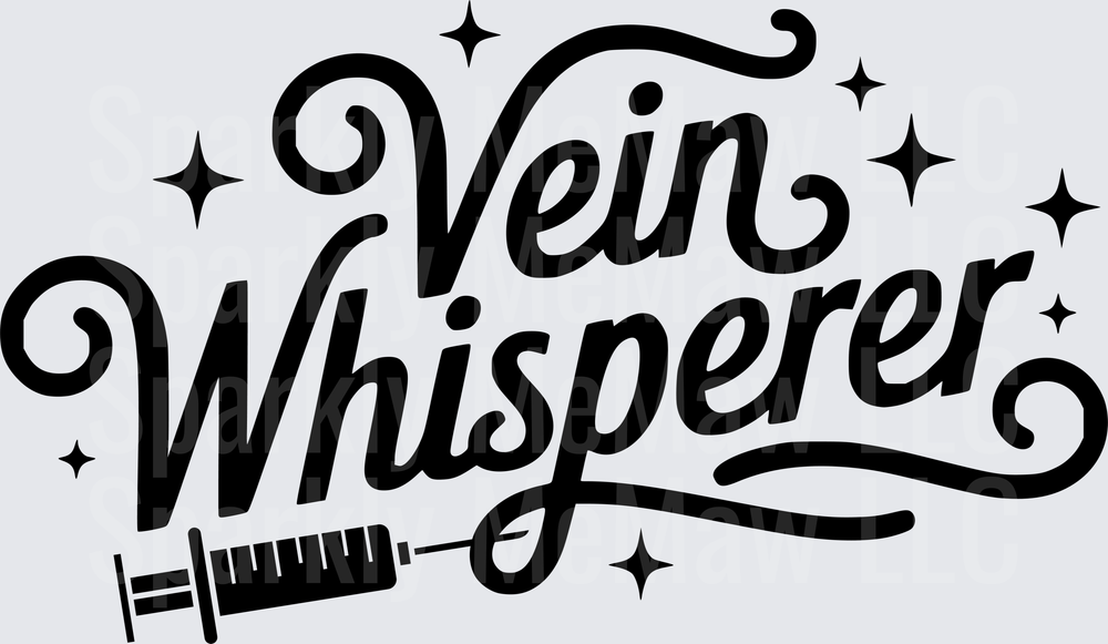 Vein Whisperer Medical Syringe Typography with Stars UV DTF Decal