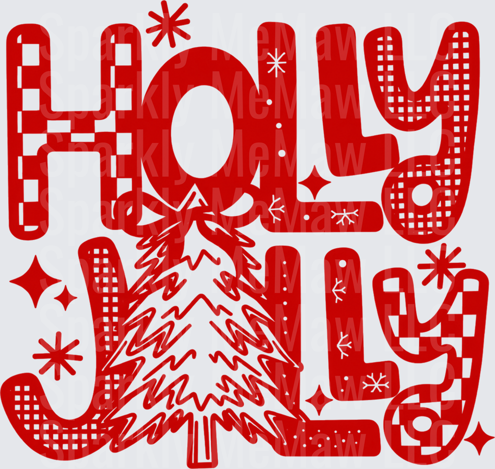 Holly Jolly Christmas Tree UV DTF Decal