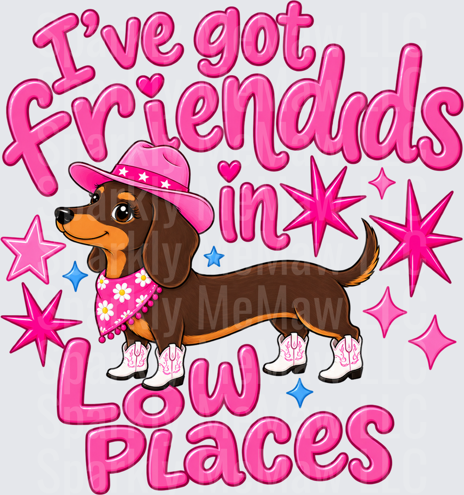 Dachshund Friends in Low Places UV Decal Decal