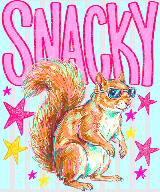 Snacky Cool Squirrel Wearing Sunglasses Colorful Stars Retro Stripe DTF Transfer for fabrics