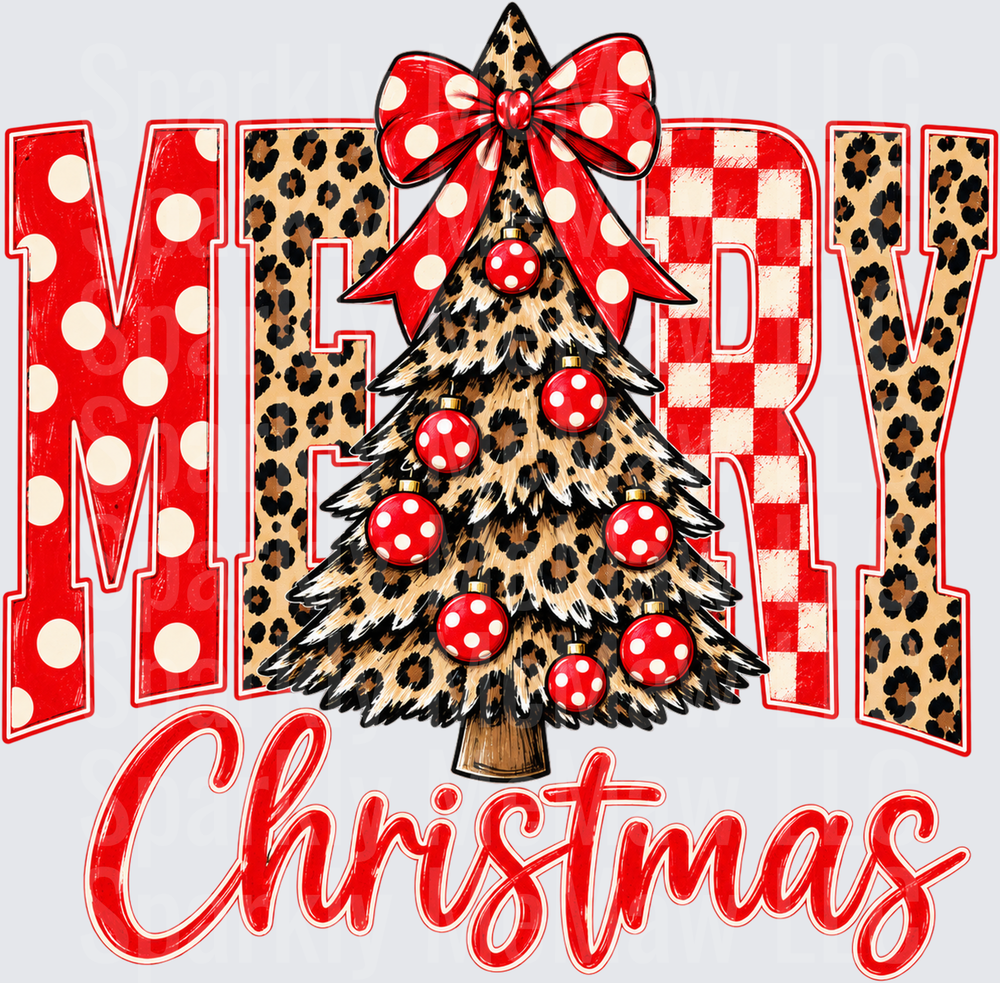 Merry Christmas Leopard Tree UV DTF Decal