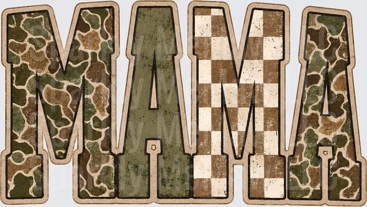 MAMA Camo Checkered Distressed UV DTF Decal