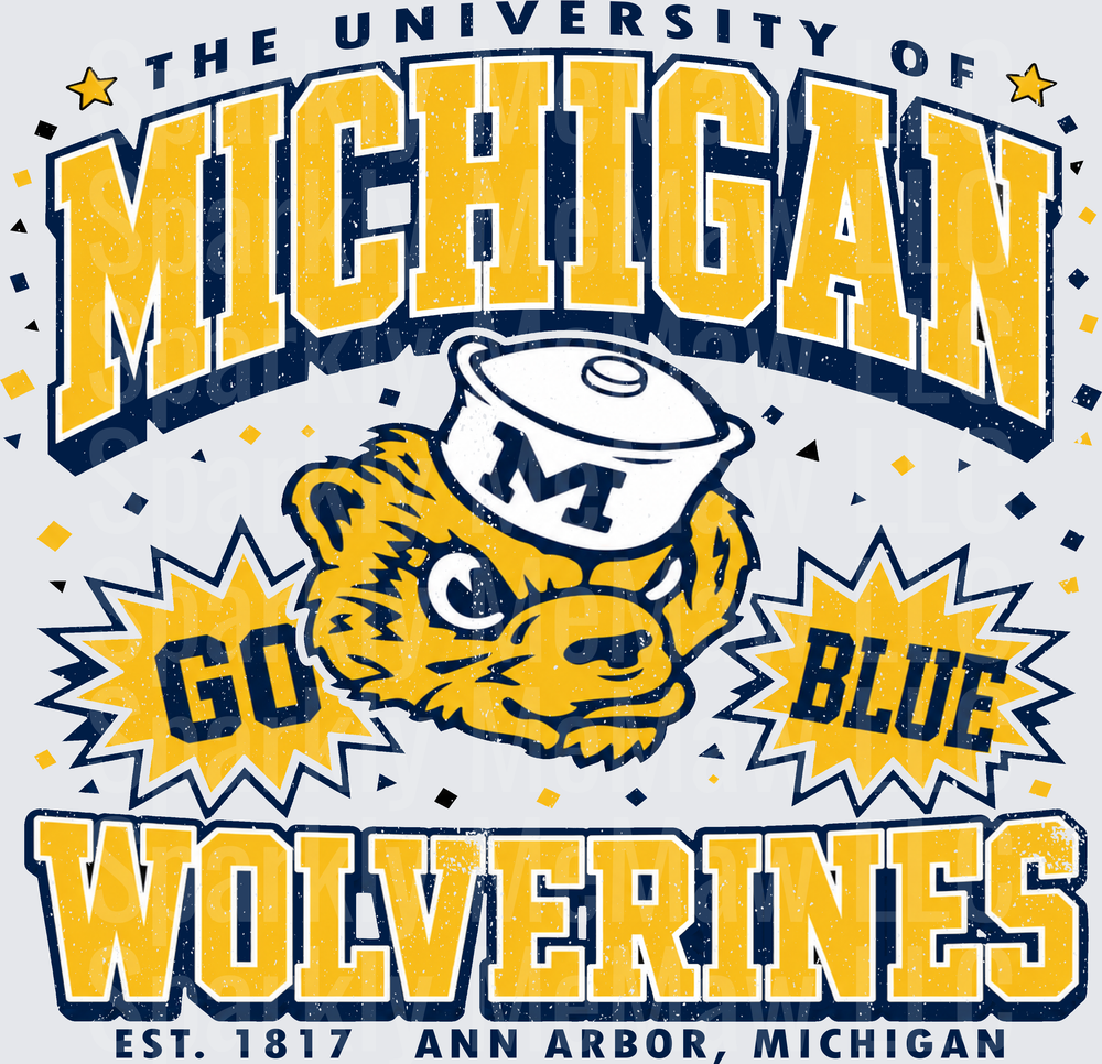 University of Michigan Wolverines Go Blue This is a UV DTF Decal