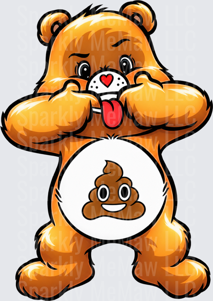 Naughty Care Bear Poop Emoji This is a UV DTF Decal