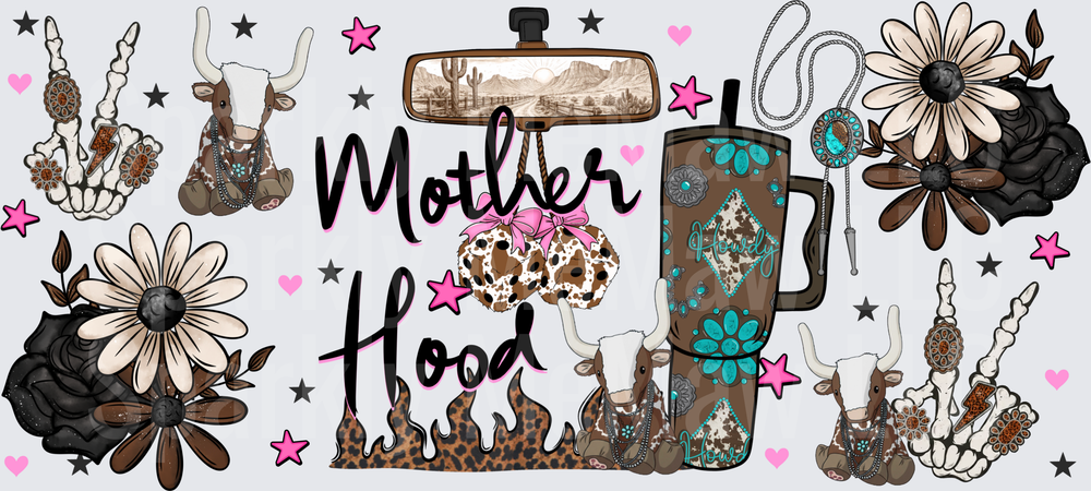 Mother Hood Western Cowgirl This is a UV DTF 16 oz Wrap