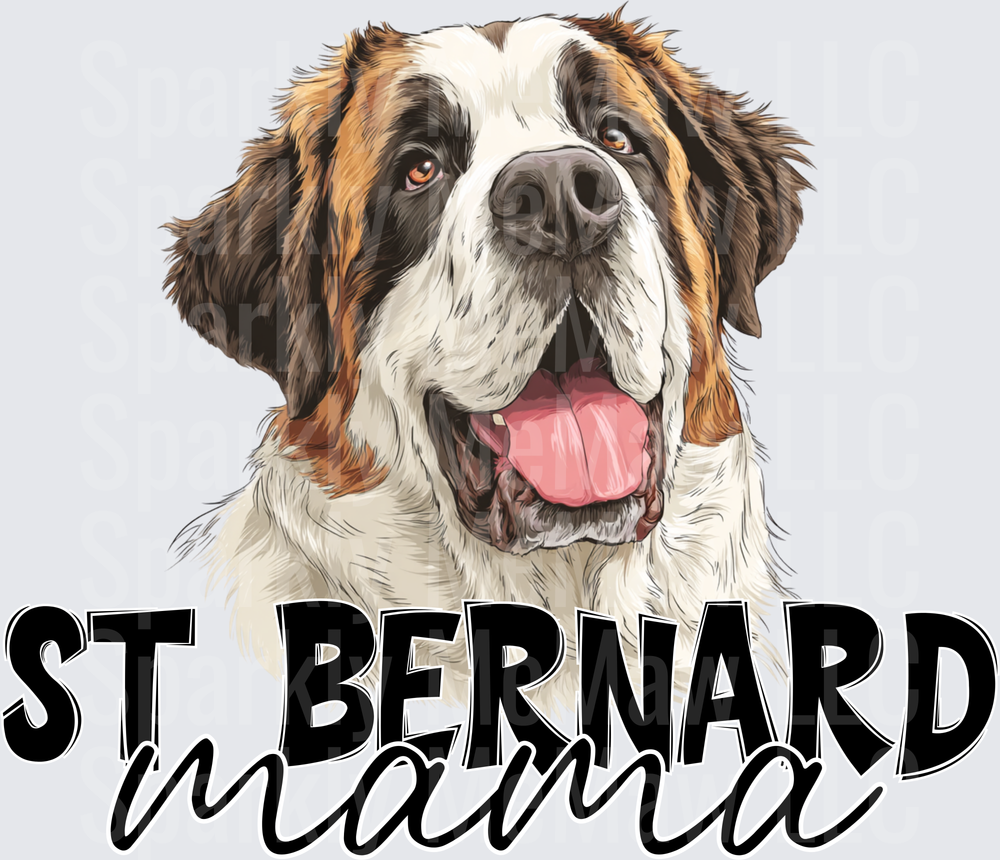 St Bernard Mama Dog Portrait with Typography UV DTF Decal