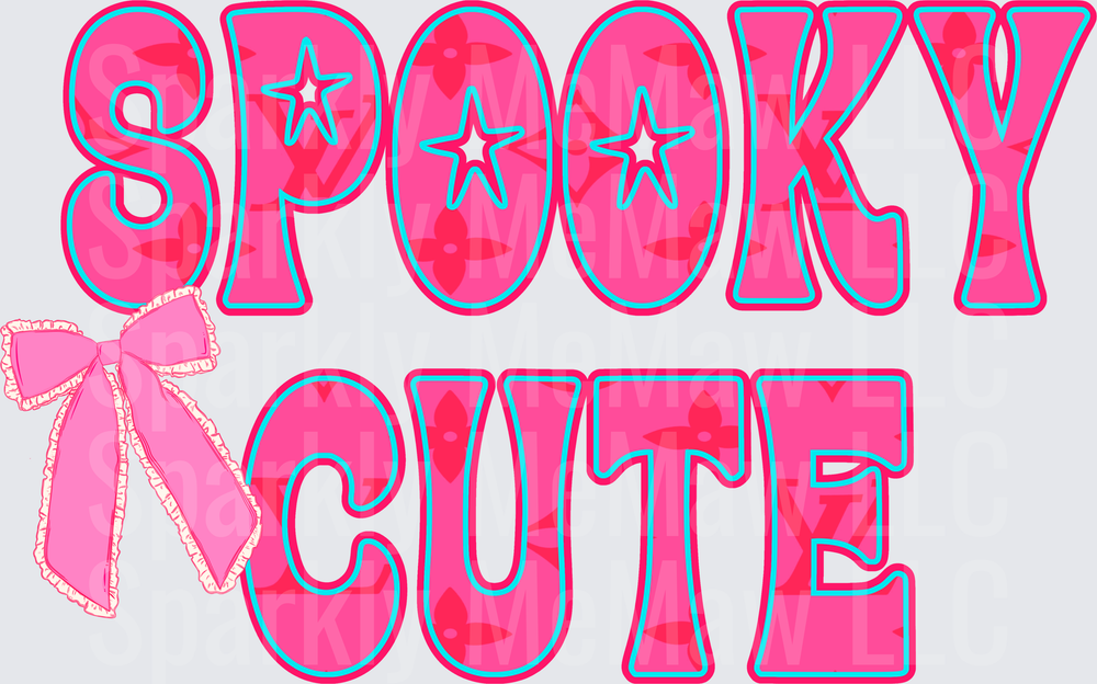 Spooky Cute Pink Typography with Bow Halloween UV DTF Decal
