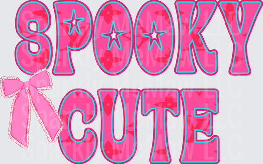 Spooky Cute Pink Typography with Bow Halloween UV DTF Decal