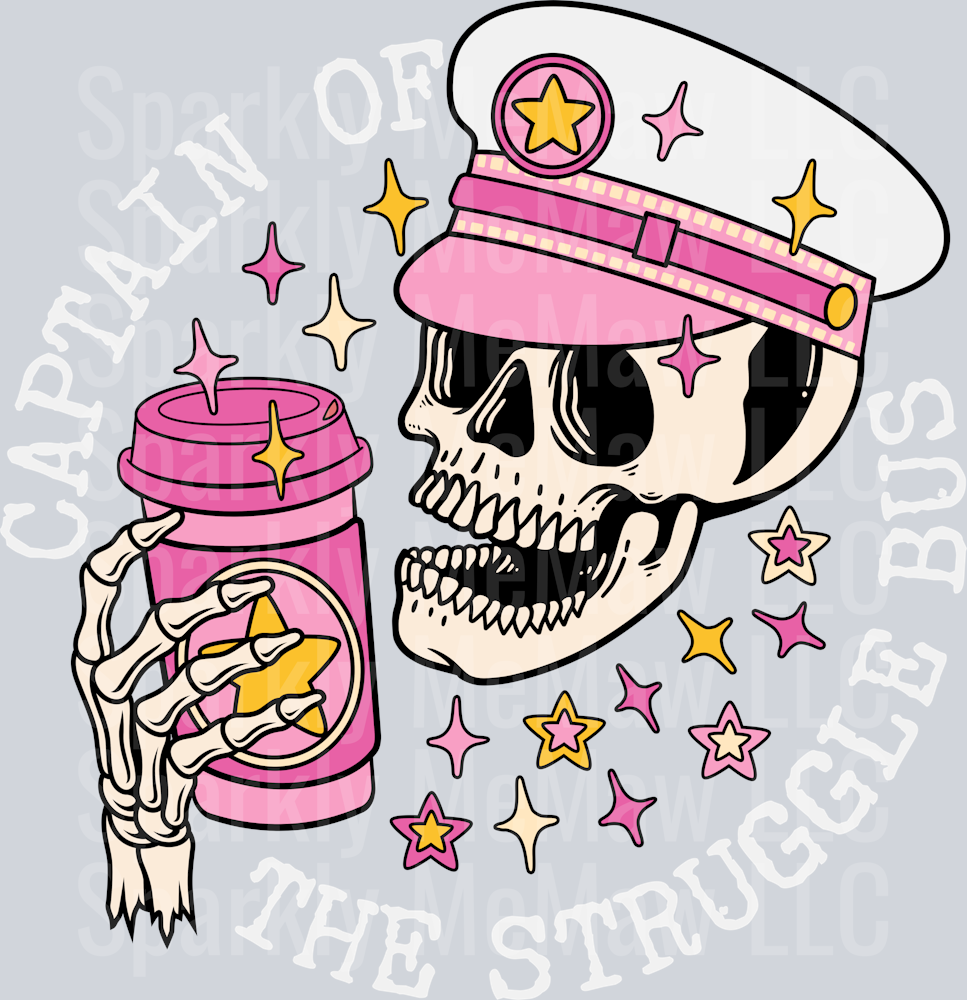 Captain of the Struggle Bus UV DTF Decal (white writing)