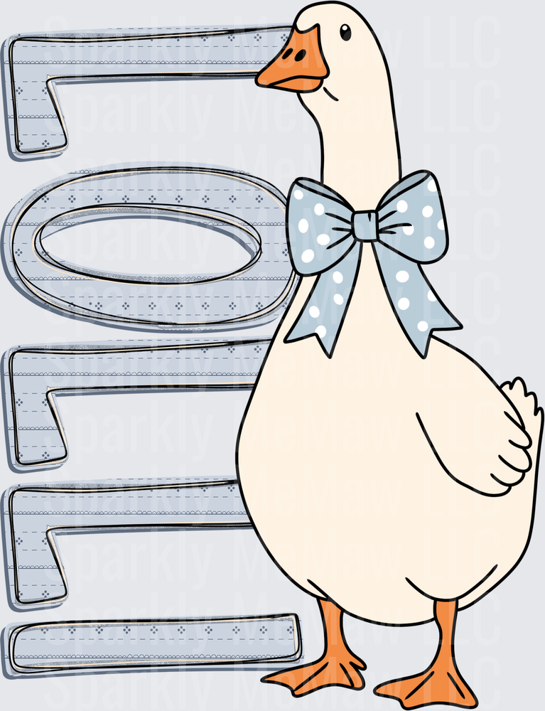 Elegant Goose with Blue Polka Dot Bow Tie Design UV DTF Decal
